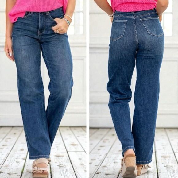 Judy Blue Denim - Judy Blue High Rise Tummy Control Classic Straight Jeans Dark Wash NWT